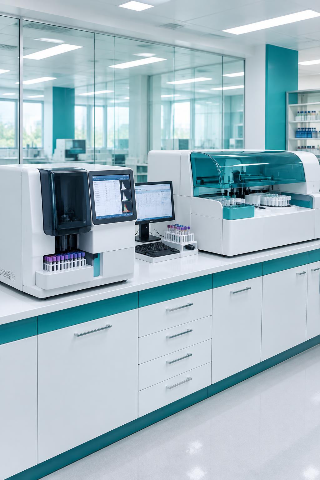 Digital diagnostic laboratory with advanced medical analyzers